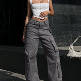 Pantalón cargo multibolsillos, corte holgado, estilo urbano