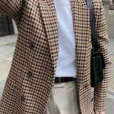 Blazer a cuadros de manga larga para la oficina