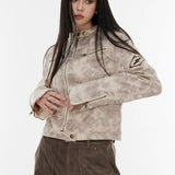 Chaqueta corta tie-dye con cuello alto