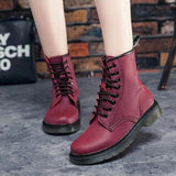 Botines de mujer - Estilo militar - Cordones - Suela antideslizante con tacos - Comodidad duradera