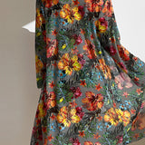 Traje de baño de 3 piezas para mujer – Top con lazo – Cintura alta – Kimono floral fluido