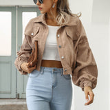 Chaqueta corta de pana con botones