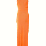 Vestido sin mangas para mujer - Cuello redondo - Abertura lateral - Elegante corte ajustado