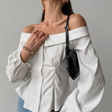 Blusa vintage con hombros descubiertos