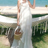 Vestido largo elegante, ajustado y sin espalda con estampado floral 3D