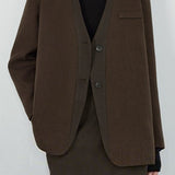 Blazer de un solo pecho con cuello en V