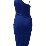 Vestido de mujer – Asimétrico de un solo hombro – Lentejuelas elegantes – Abertura de noche