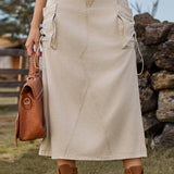 Falda cargo midi de mezclilla vintage de cintura alta