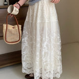 Falda casual de encaje vintage en forma de A