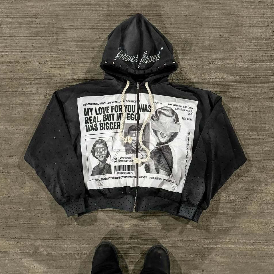 Sudadera con capucha urbana con bloques de color y diamantes de imitación
