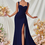 Vestido de noche maxi sexy ajustado con abertura
