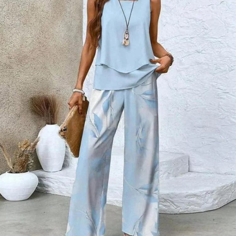 Conjunto de dos piezas para mujer – Tejido transpirable – Corte holgado – Estilo informal