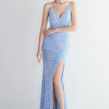 Elegante vestido de noche de terciopelo con lentejuelas