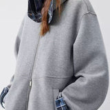 Sudadera informal con capucha y cuadros de patchwork