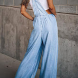 Mono de mujer – Corte holgado – Piernas anchas – Look vaquero – Bolsillo utilitario