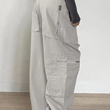 Pantalones cargo de mezclilla retro de tiro bajo con bolsillos