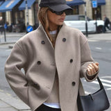 Chaqueta larga de lana de invierno con cuello alto