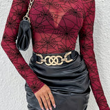 Blusa ajustada de malla transparente