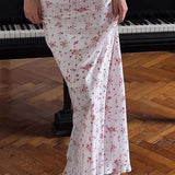 Falda midi de sirena ajustada con estampado floral