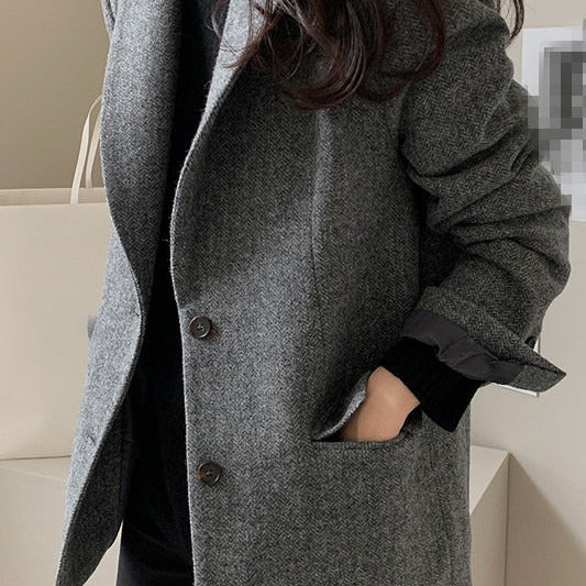 Blazer liso en mezcla de lana
