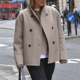 Chaqueta larga de lana de invierno con cuello alto