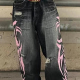 Vaqueros anchos con estampado gótico