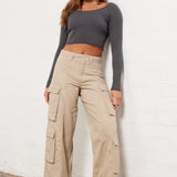 Pantalones cargo vintage americanos de cintura alta y pierna recta
