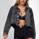 Chaqueta vaquera con bordes sin rematar