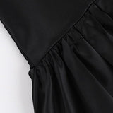 Vestido de noche sin tirantes, fruncido y estilo trapecio