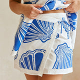Conjunto de falda bandeau holgada sin mangas y estampada