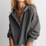 Sudadera con capucha lisa, elegante e informal con cuello en V