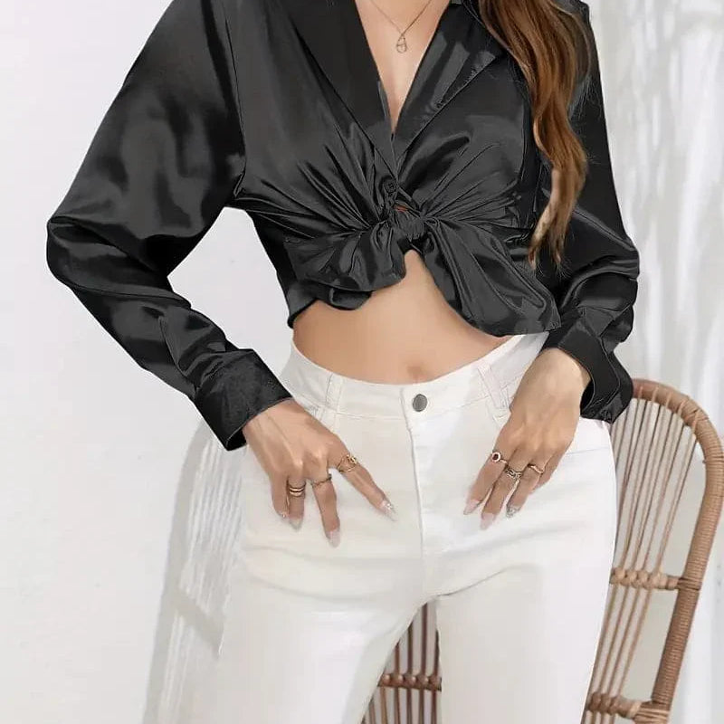 Elli - Blusa corta con corte de diseñador