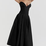 Vestido de noche trapecio sin tirantes