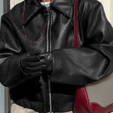 Elegante chaqueta de moto de PU mate