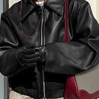 Elegante chaqueta de moto de PU mate