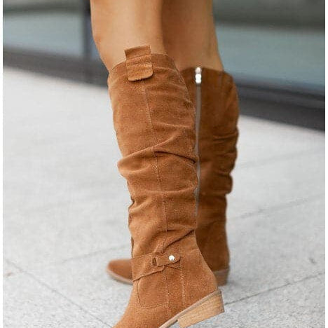 Botas de mujer - Gamuza elegante - Corte relajado - Correas y hebillas decorativas - Comodidad para el día a día