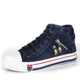 Zapatillas altas para mujer – Tejido transpirable – Cierre con cordones y cremallera – Estilo casual