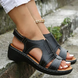 Sandalias de cuña para mujer - Abiertas con tiras - Tacón cómodo - Cierre ajustable