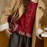 Chaleco de cuello redondo con cuadros de patchwork