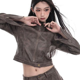 Chaqueta corta tie-dye con cuello alto