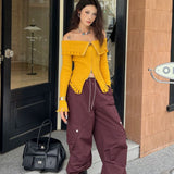 Blusa ajustada de cuello alto en punto lavado