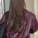 Elegante chaqueta de moto de PU mate