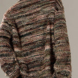 Cárdigan holgado con rayas de colores y cuello en pico