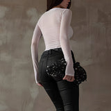 Blusa estampada moderna y sexy con cuello redondo.