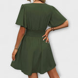 Winslet - Vestido con cinturilla fruncida y escote en V