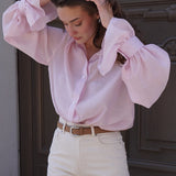 Blusa de manga larga con botones en Tencel