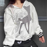 Sudadera con capucha de ciervo con patchwork vintage