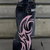 Vaqueros anchos con estampado gótico