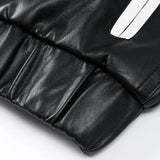 Chaqueta de motociclista de piel sintética con lazo decorativo