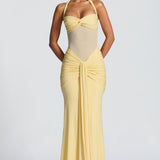 Vestido de noche largo de punto con tirantes para atar